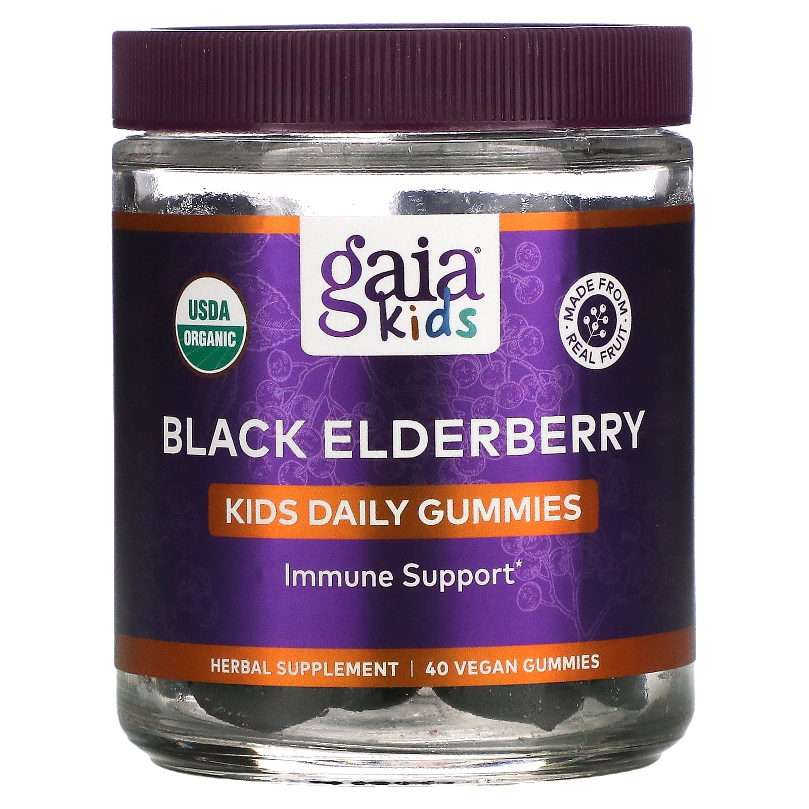 Gaia Herbs, Gaia Kids Everyday Elderbery, 40 Vegan Gummies UPC 751063151481 | HiLife Vitamins